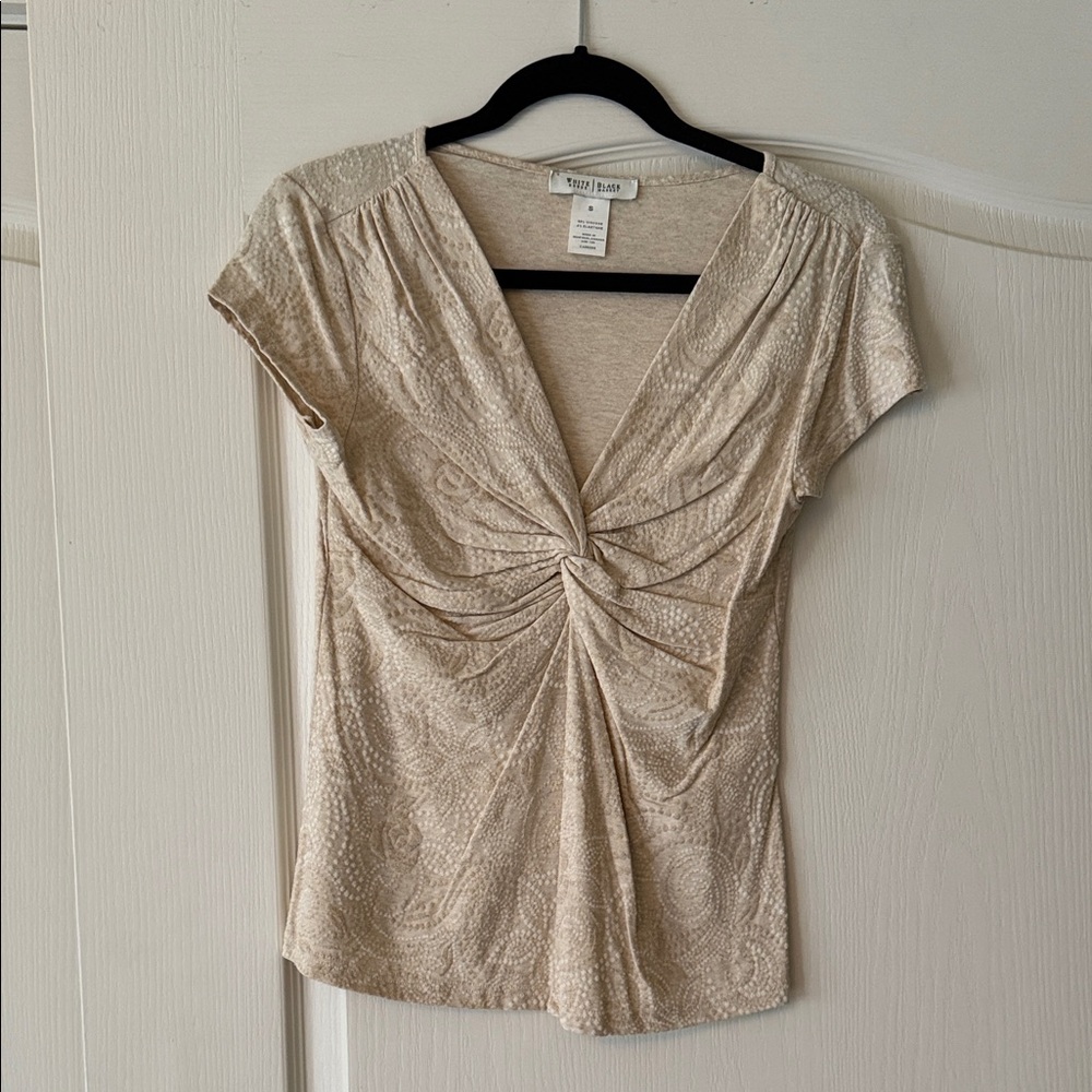 White House Black Market Cream Ruched Blouse